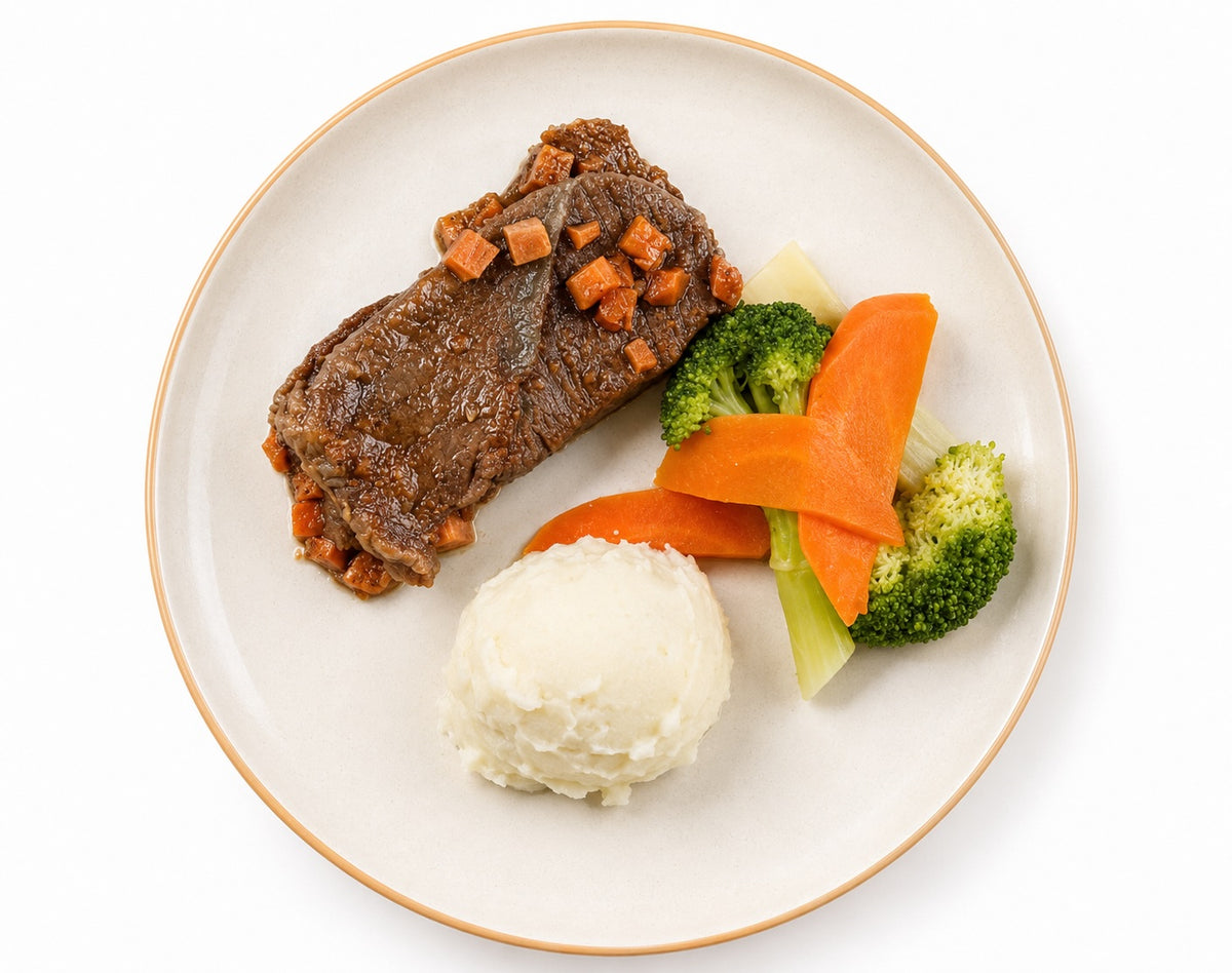 Beef Short Ribs with Mashed Potatoes and Broccoli [Heat & Eat]